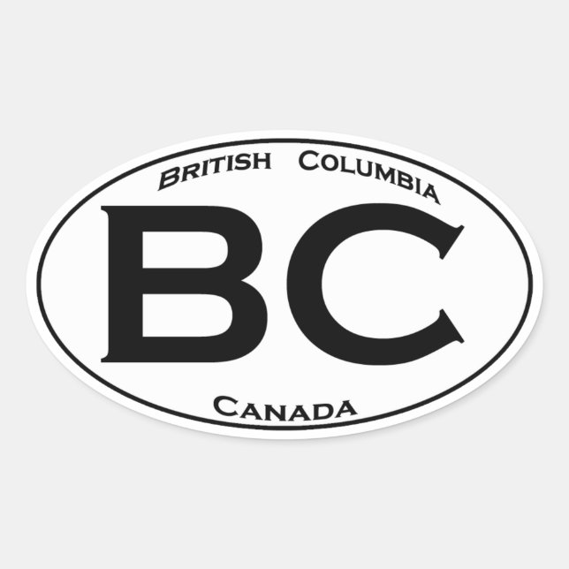 Pegatina Ovalada Logotipo de óvalo BC (Columbia Británica) (Anverso)