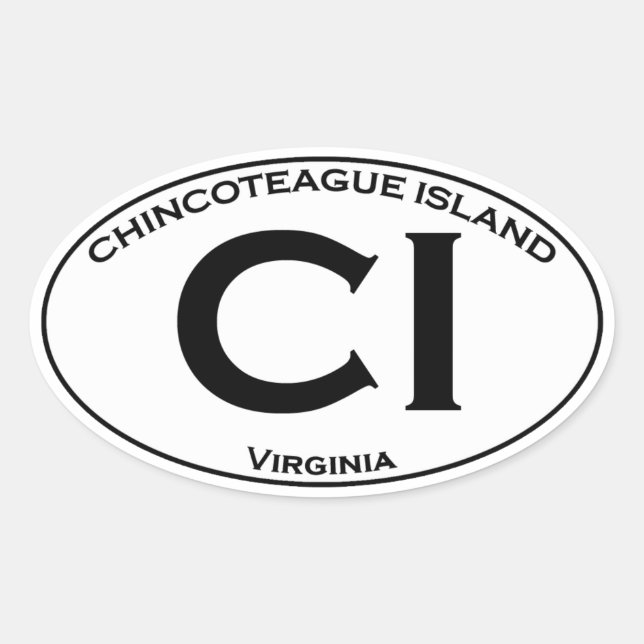 Pegatina Ovalada Logotipo de óvalo de la isla de Chincoteague (Anverso)