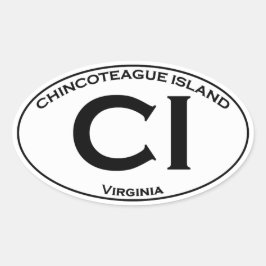 Pegatina Ovalada Logotipo de óvalo de la isla de Chincoteague