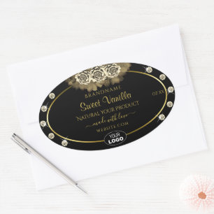Pegatina Ovalada Logotipo de Rosas de joyas de marcas de productos 