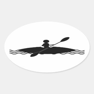 Pegatina Ovalada Logotipo del hombre del palillo del kajak