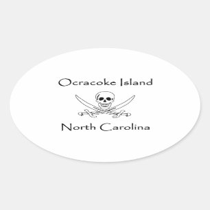 Pegatina Ovalada Logotipo del pirata de Carolina del Norte de la