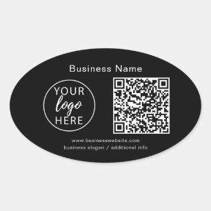 Pegatina Ovalada Logotipo Empresarial Personalizado Simple y Código