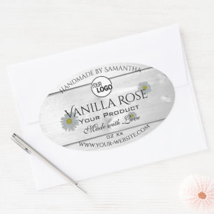 Pegatina Ovalada Logotipo floral de las etiquetas de los productos 