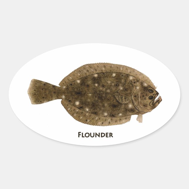 Pegatina Ovalada Logotipo Flounder (Anverso)