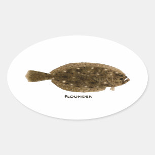 Pegatina Ovalada Logotipo Flounder