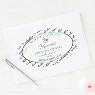 Pegatina Ovalada Logotipo verde de las etiquetas del producto Black