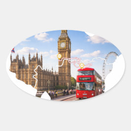 Pegatina Ovalada London 26.2 Marathoner Course Map Sticker