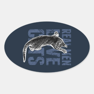Pegatina Ovalada Los hombres reales aman gatos de acero azul