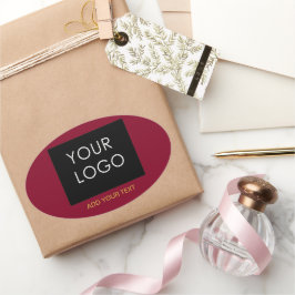 Pegatina Ovalada Los negocios del Personalizable rojo de Borgoña añ