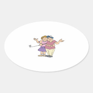 Pegatina Ovalada Los pares que Golf juntos permanecen juntos