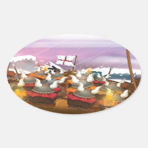 Pegatina Ovalada Los Vikingos