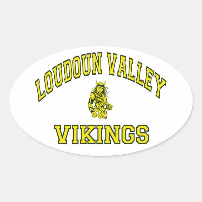 Pegatina Ovalada Loudoun Valley Vikings (Anverso)