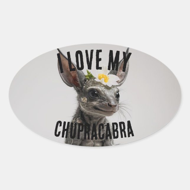 Pegatina Ovalada Love Chupracabra (Anverso)