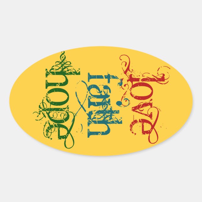 PEGATINA OVALADA LOVE FAITH HOPE (Anverso)