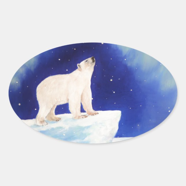 Pegatina Ovalada Luces polares (Anverso)