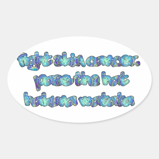 Pegatina Ovalada Lucha contra el cáncer de piel, pasa al Gorra Haku (Anverso)