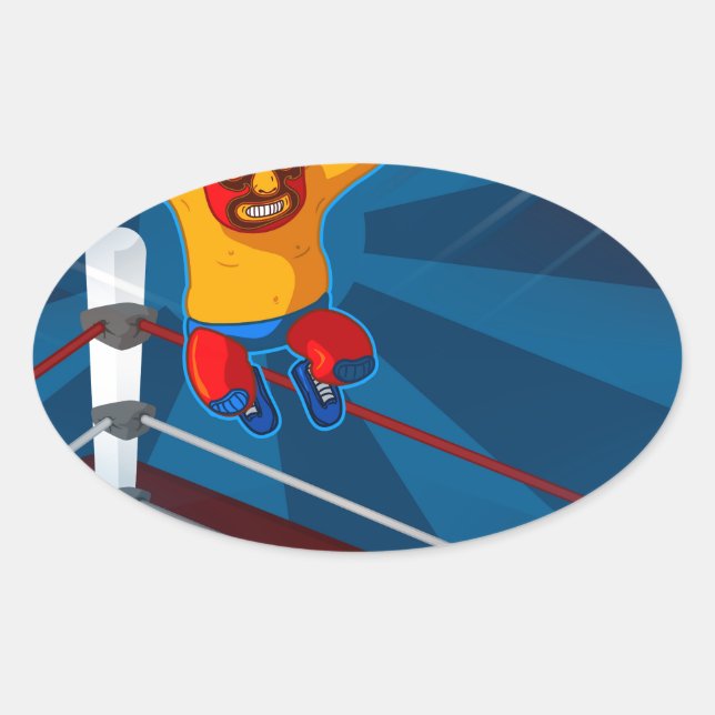 Pegatina Ovalada luchador (Anverso)
