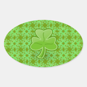 Pegatina Ovalada Lucky Shamrock