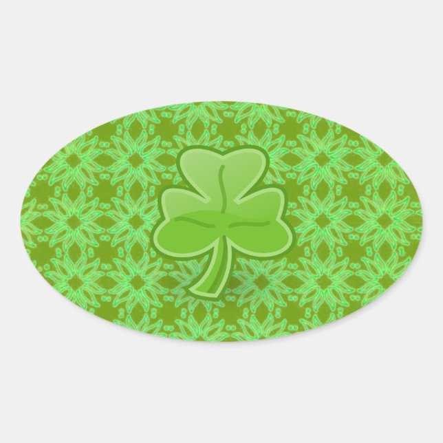 Pegatina Ovalada Lucky Shamrock (Anverso)