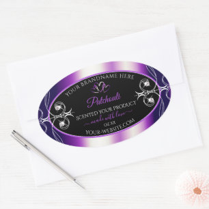 Pegatina Ovalada Luminoso marco púrpura marco negro etiquetas de pr