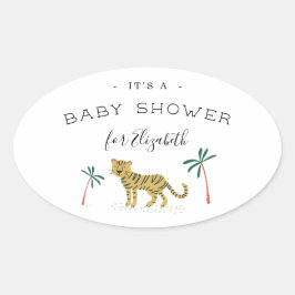 Pegatina Ovalada Lush Jungle Baby Shower