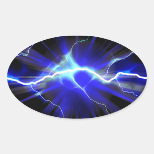 Pegatina Ovalada Luz azul brillante o electricidad