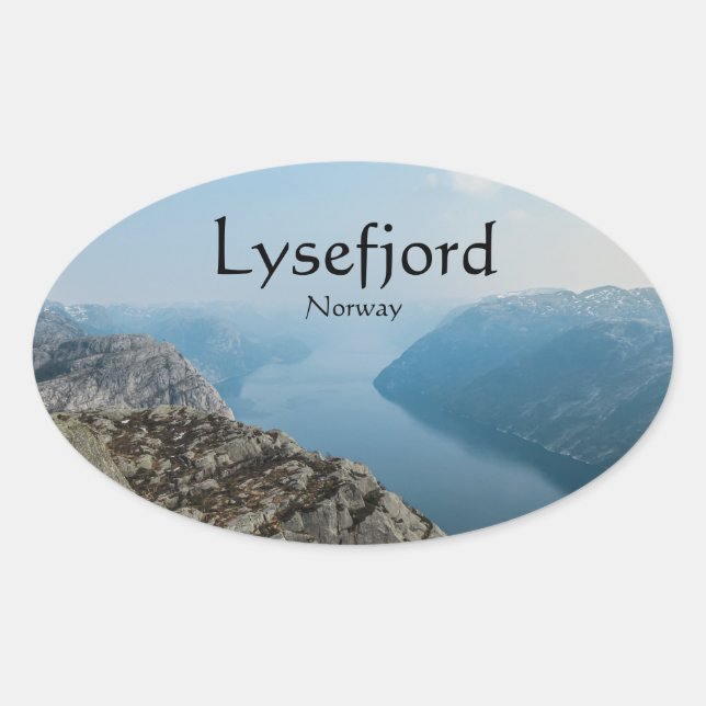 Pegatina Ovalada Lysefjord Noruega (Anverso)