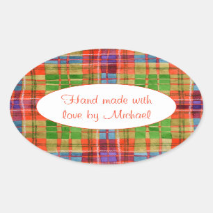 Pegatina Ovalada MAC RAE TARTAN Oval "Hand Made" Pegatinas