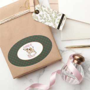 Pegatina Ovalada MacKinnon Hunting Tartán Escocés Navidad