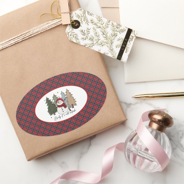 Pegatina Ovalada MacTavish Modern  Scottish Tartan Christmas (Regalar)