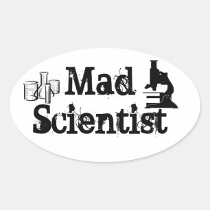Pegatina Ovalada Mad Scientist