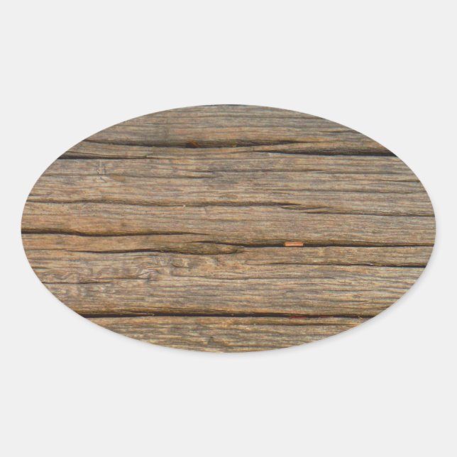 Pegatina Ovalada madera marrón cerca (Anverso)