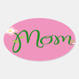Pegatina Ovalada madre-texto-flor-tipo-letra-madre
