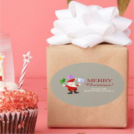 Pegatina Ovalada Malabarismo con Santa Claus