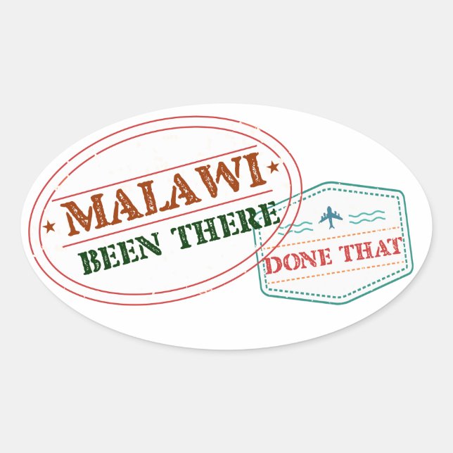 Pegatina Ovalada Malawi Ha Estado Ahí Hecho Eso (Anverso)