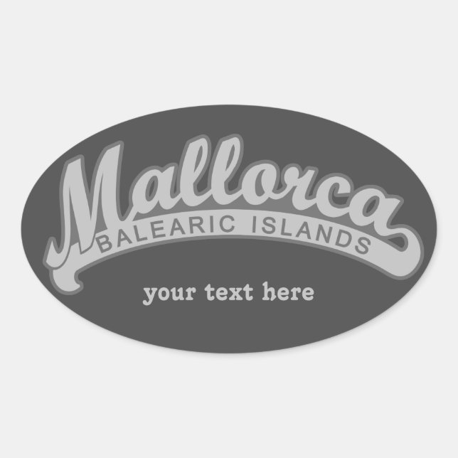 Pegatina Ovalada MALLORCA España personalizado pegatinas de texto y (Anverso)