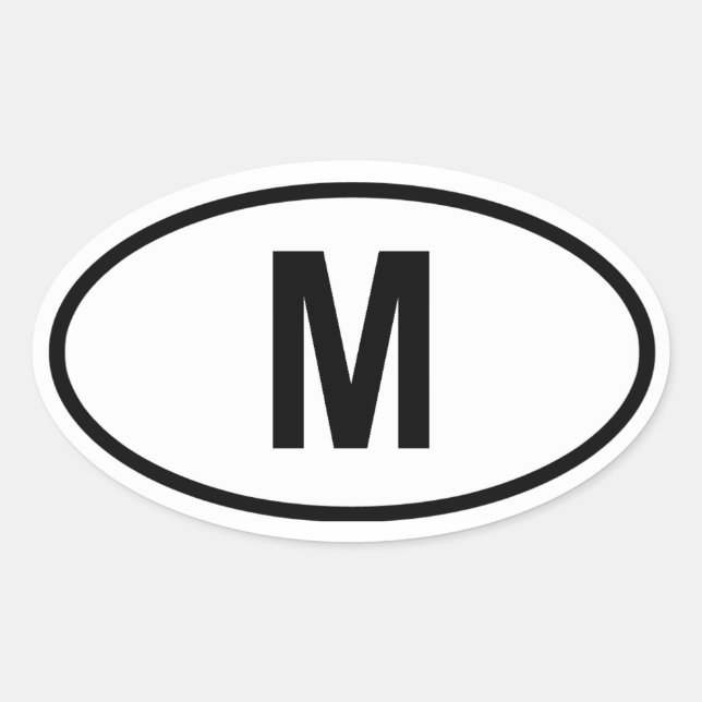 Pegatina Ovalada Malta "M" (Anverso)