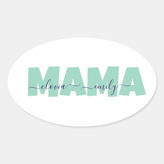 Pegatina Ovalada Mama Customized children name (Anverso)