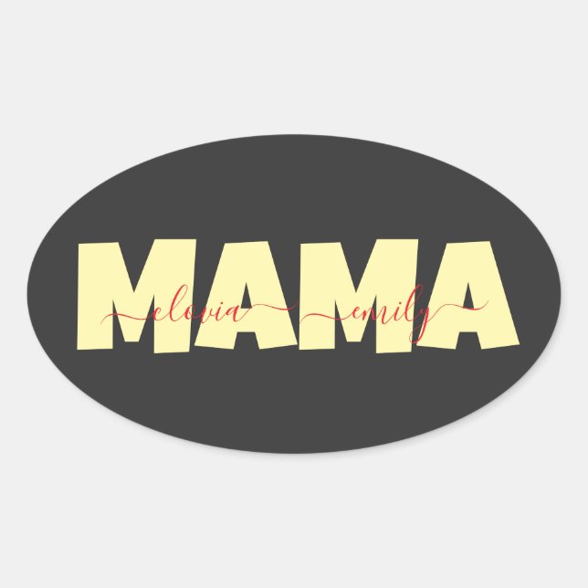 Pegatina Ovalada Mama Customized children name (Anverso)
