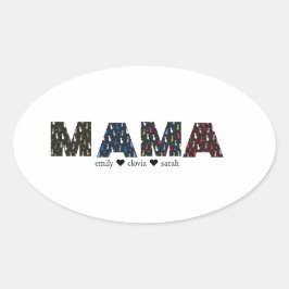 Pegatina Ovalada Mama Dog cat paw custom names