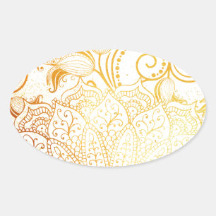 Pegatina Ovalada Mandala - cepillo de oro