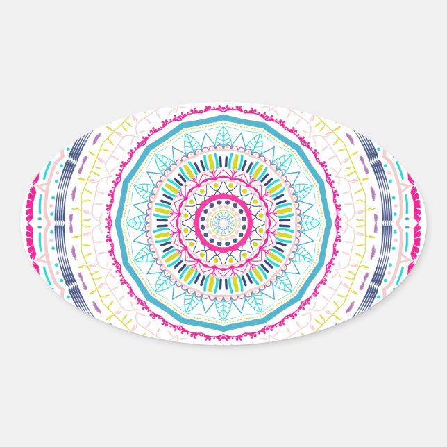 Pegatina Ovalada mandala colorido (Anverso)