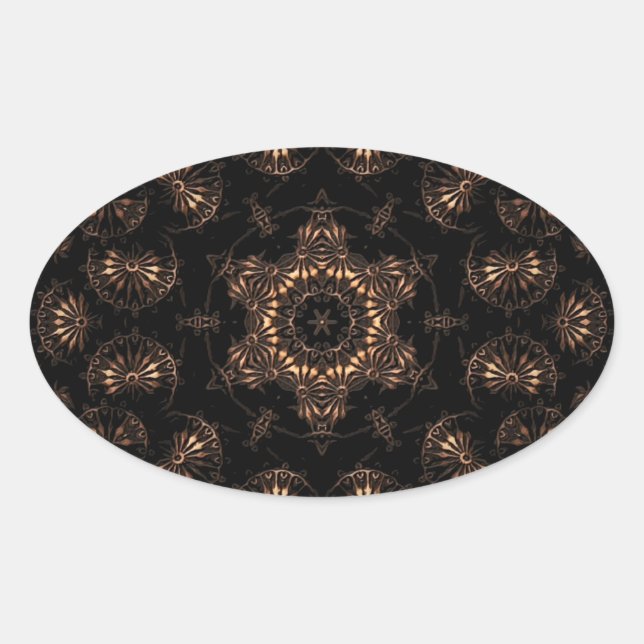 Pegatina Ovalada Mandala de la Edad de Bronce (Anverso)