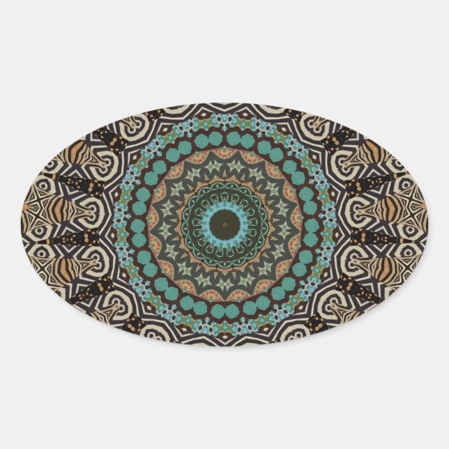 Pegatina Ovalada  Mandala Decorativa  (Anverso)