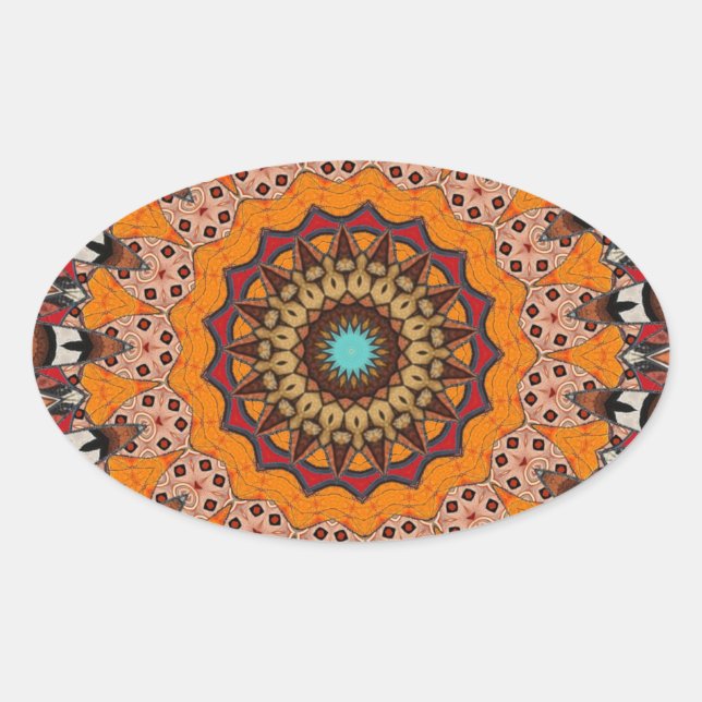 Pegatina Ovalada  Mandala Decorativa  (Anverso)
