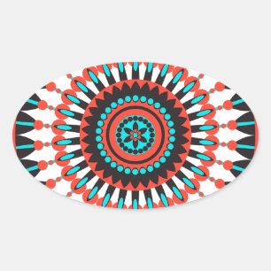 Pegatina Ovalada Mandala nativa norteamericana