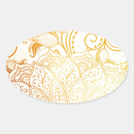 Pegatina Ovalada Mandala - Pincel dorado