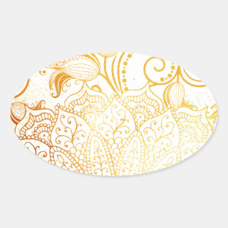 Pegatina Ovalada Mandala - Pincel dorado
