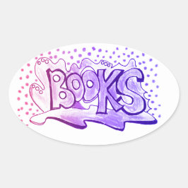 Pegatina Ovalada Manejo de palabras de libros
